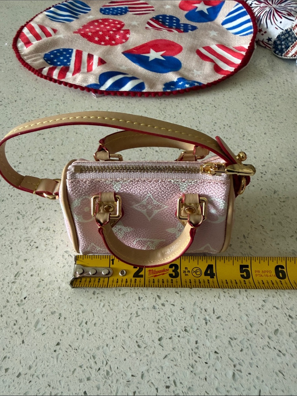 Pink Designer Monogram Mini Top-Handle Bag - Picture 6 of 8